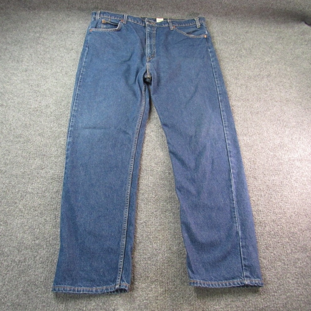 Vintage Levis 505 Jeans Mens 42x32 Blue Denim Orange Tab Black Bat Wing May 1996